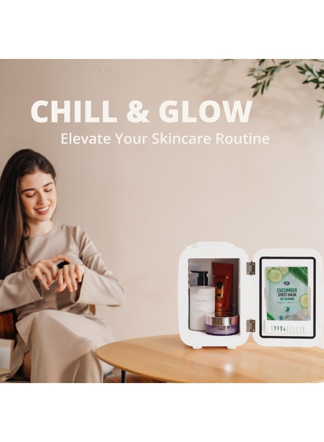 سكاي لاند ثلاجة صغيرة من سكايلاند سعة 4 لتر / 6 علب-مبرد ومسخن محمول للعناية بالبشرة ومستحضرات التجميل والأطعمة والمشروبات - ثلاجة تجميل شخصية هادئة وموفرة للطاقة للمنزل والمكتب والسيارة والسفر (أبيض) - Image 5